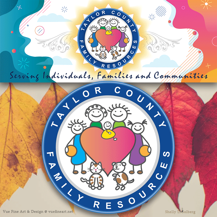Shelly Solberg's Logo & Cover Design: TCFR - TAYLOR COUNTY FAMILY RESOURCES, Grafton WV, courtesy of Vue Fine Art and Design @ vuefineart.net