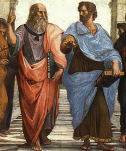 Plato and Aristotle detail in the School of Athens