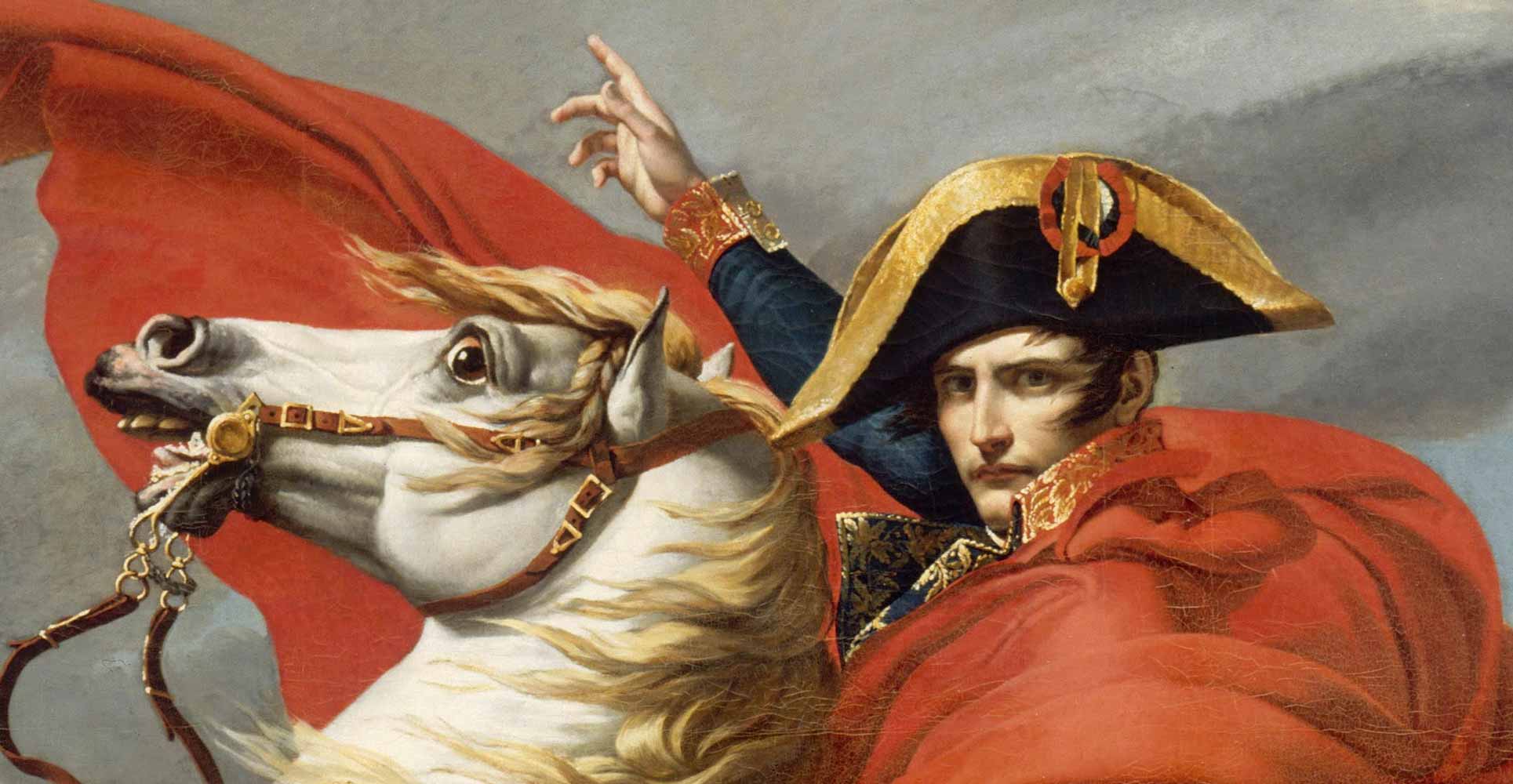 Napoleon Crossing the Alps, detail, 1800, by Jacque-Louis David, Belvedere Palace (CC0 1.0)
