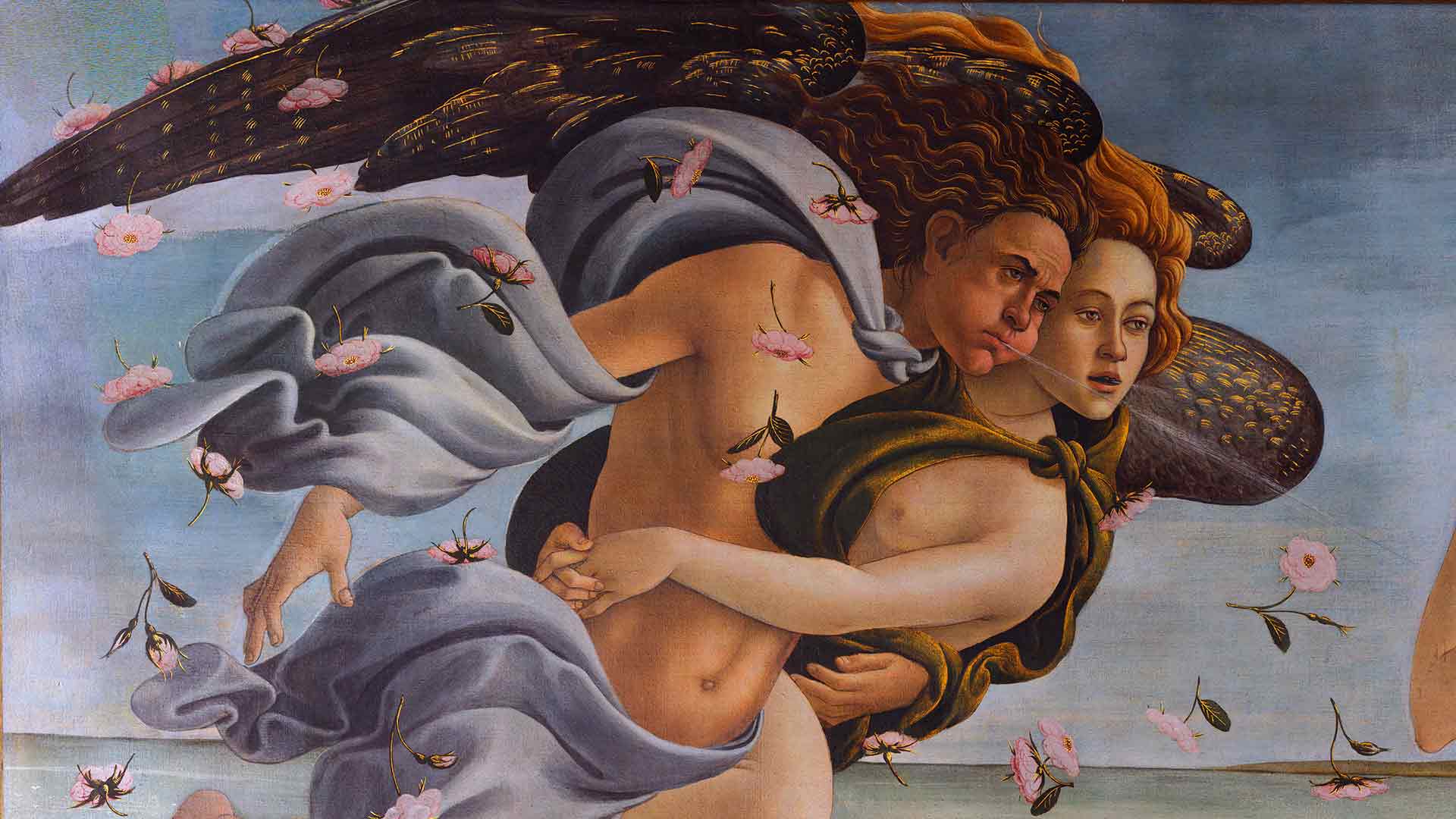 Details of the Gods of Wind in The Birth of Venus by Sandro Botticelli at the Uffizi Gallery, Florence, Italy (CC0 1.0)